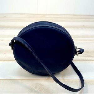 LeDonne Navy Blue Canteen Leather Crossbody Bag
